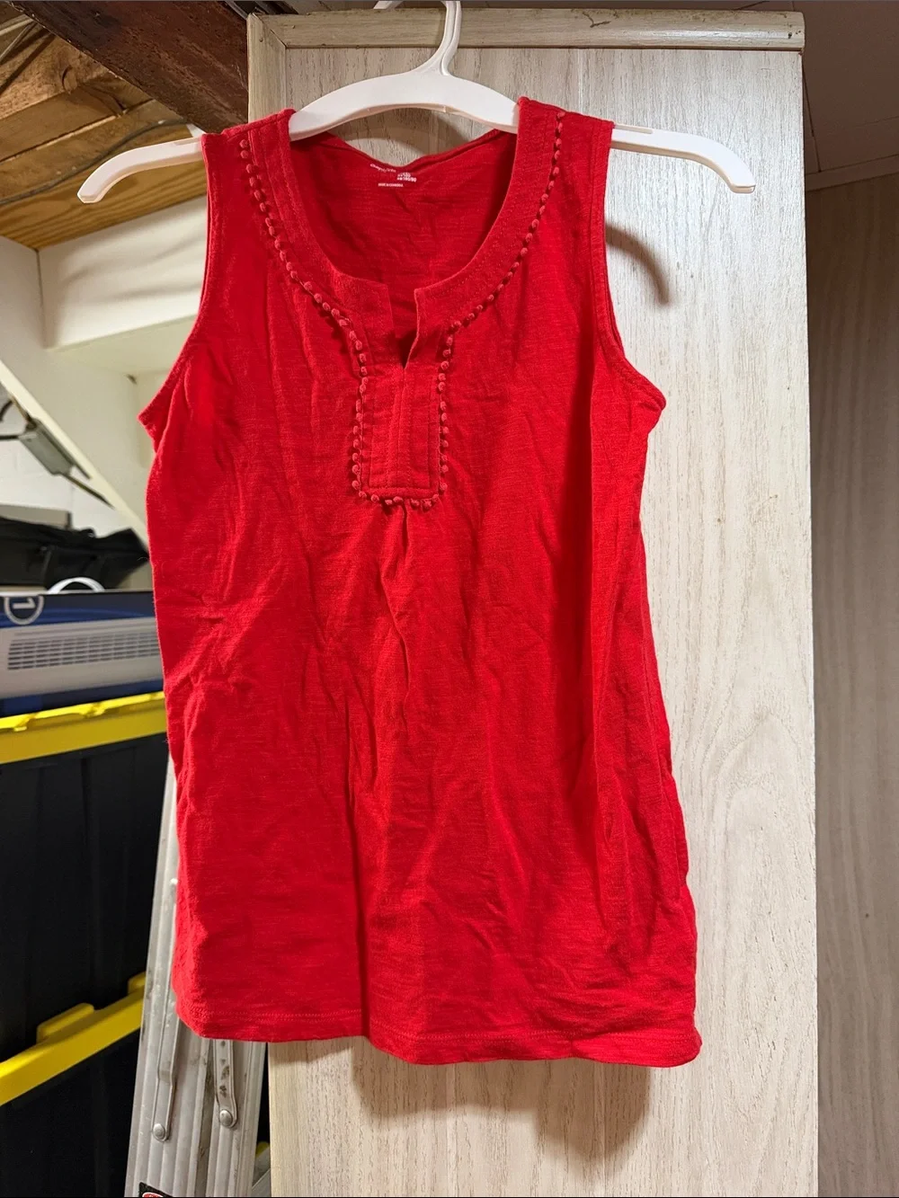 GAP Red Sleeveless Knit Tank with Subtle Trim